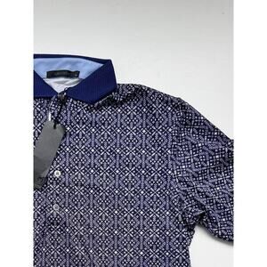 GREYSON Mens Small Sticks Feathers & Stones Golf Polo Shirt Arctic Black